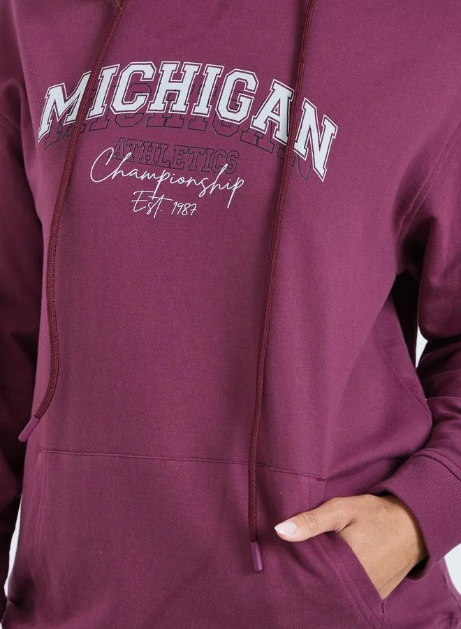 Styli Women Purple Hoodie and Wide Leg Pants Co-Ords